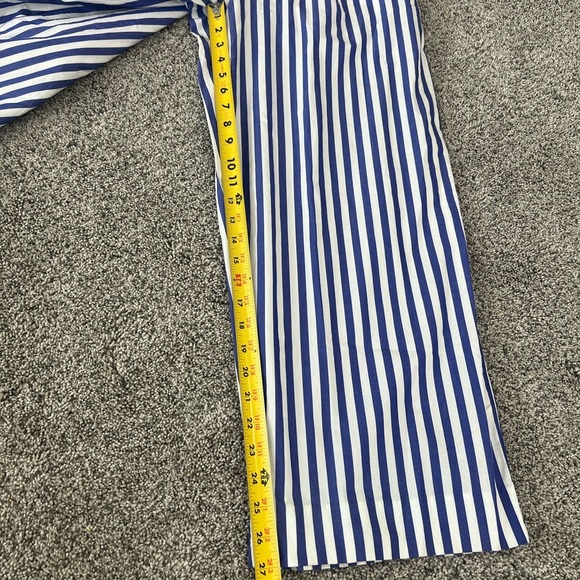 J. Crew One Shoulder Ruffle Jumpsuit Blue White Stripe 100% Cotton Size US 4 - Picture 7 of 16